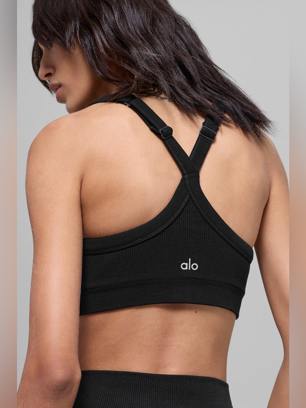 Alo Yoga Seamless Two Tone Rib Bra Black XS